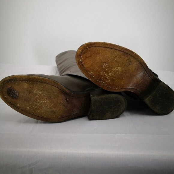 Brian Atwood Women’s 6.5 Gray Leather Riding Boot Silver Tone Bling Buck… - Picture 7 of 7